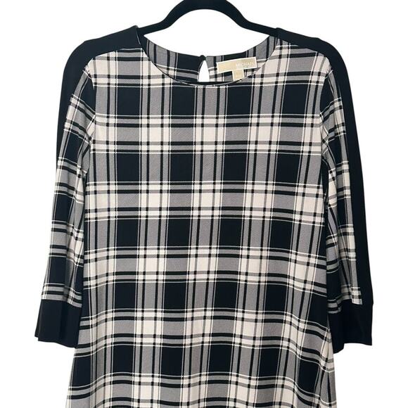 MICHAEL KORS Black and White Plaid Pullover Mini Dress 60s Style (P\M) - Picture 5 of 14